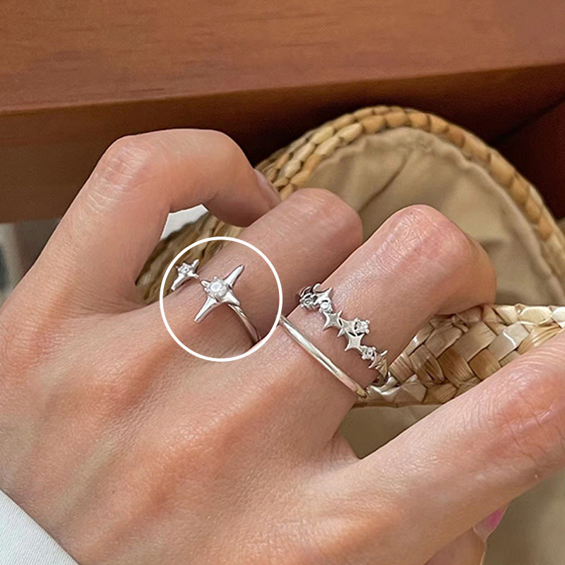 Colorful Zircon Ring Collection - Chic Open Ring Design