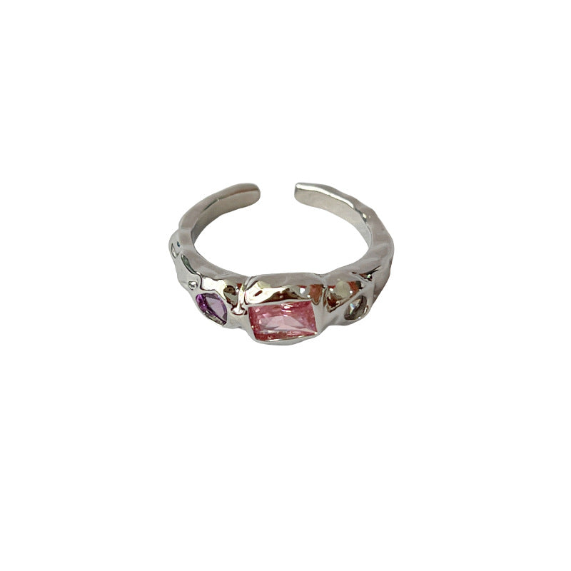 Colorful Zircon Ring Collection - Chic Open Ring Design