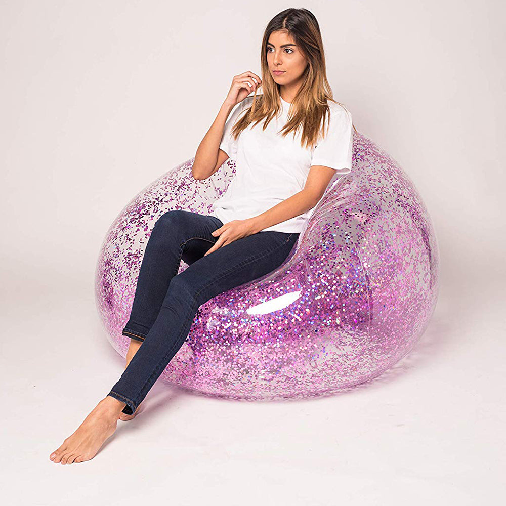 Inflatable Transparent Sequin Sofa & Portable Lounge Chair