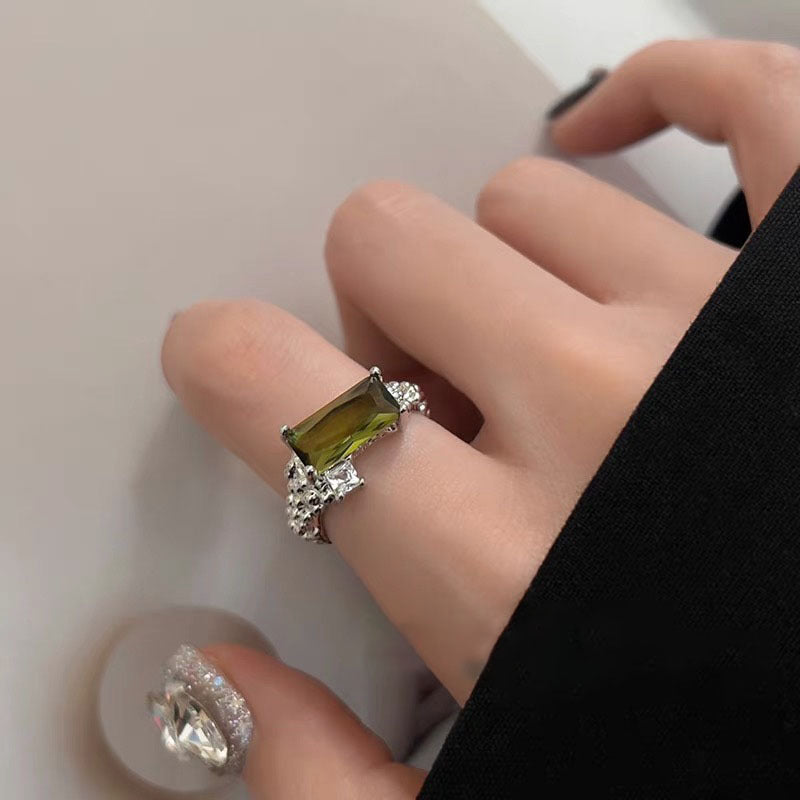 Colorful Zircon Ring Collection - Chic Open Ring Design