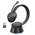 SKYCOMET Wireless Headset with Mic for Work Bluetooth Headset with Microphone (Environmental Noise Cancellation) Wireless Headset with USB Dongle & Charging Dock for PC/Teams/Zoom/Call Center/Home