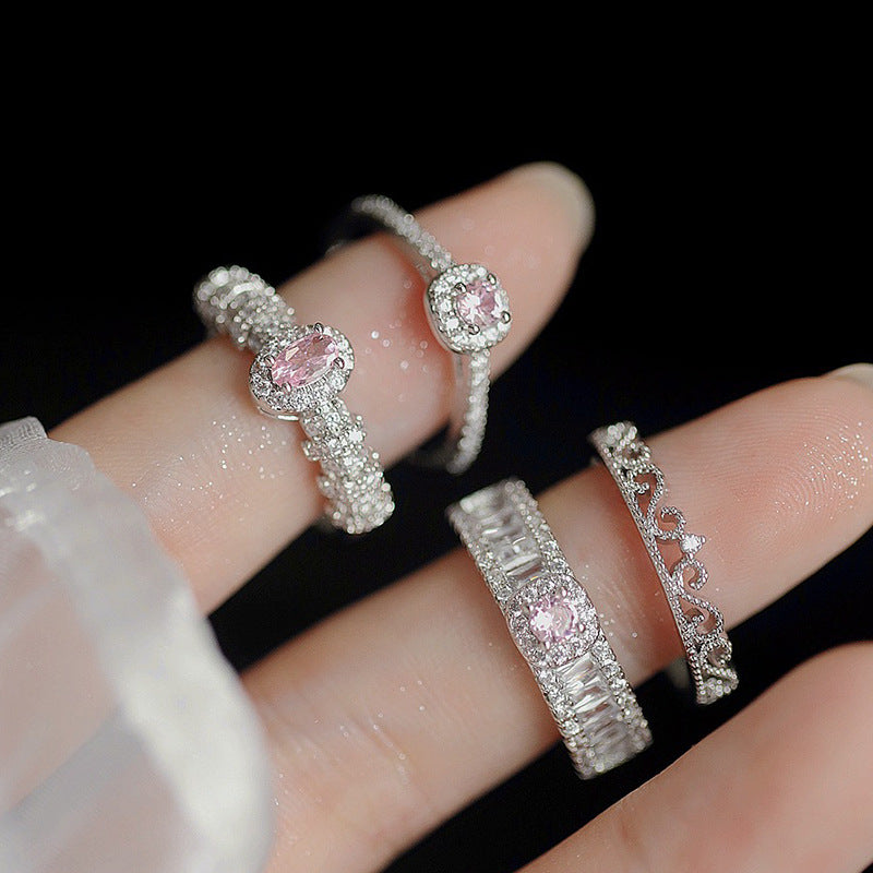 Colorful Zircon Ring Collection - Chic Open Ring Design