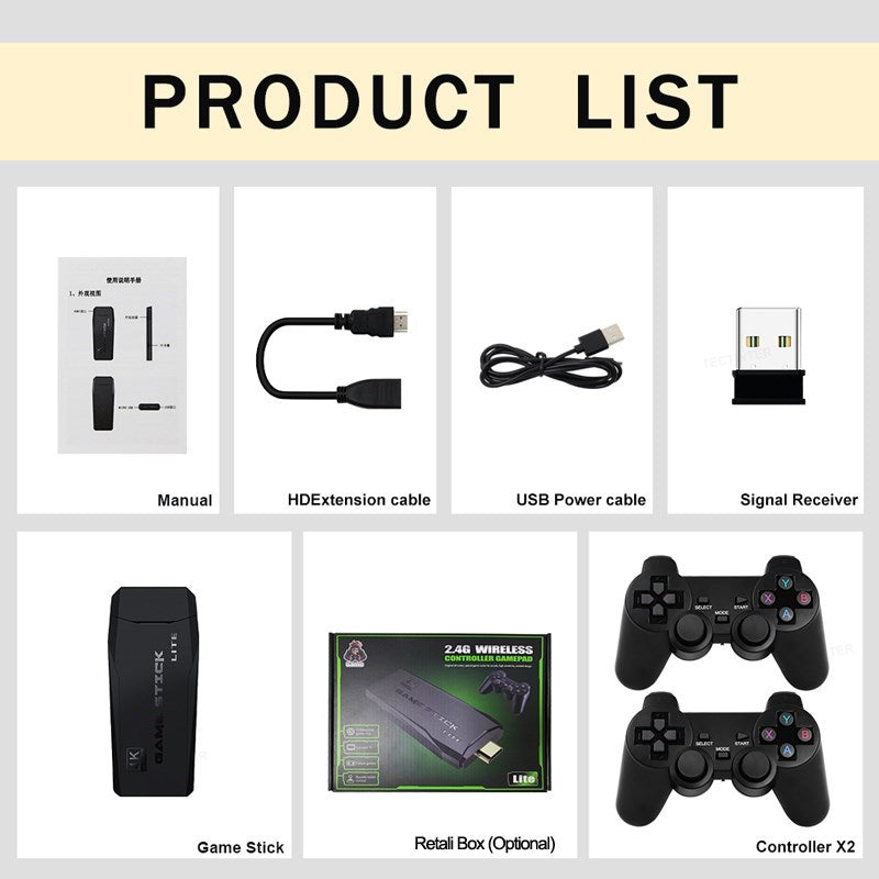 Wireless 2.4G HD Game Arcade with Dual Controllers