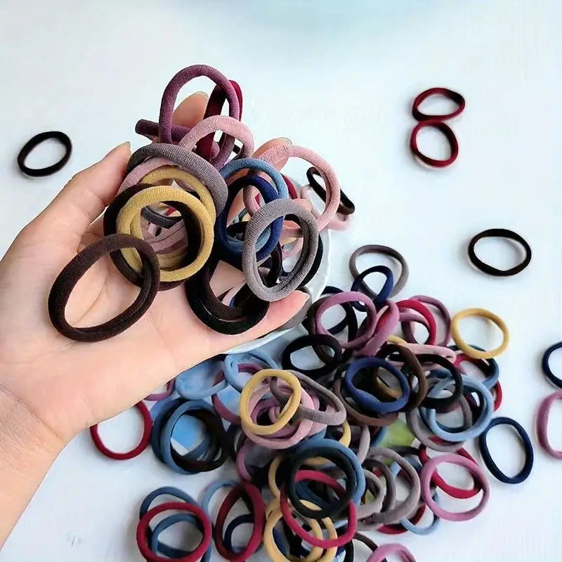 200pcs Colorful High Elastic Rubber Band Ponytail Ties
